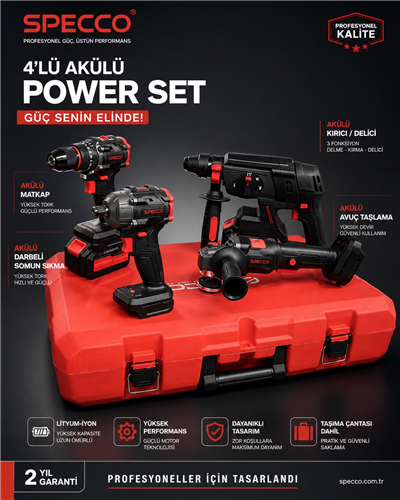 SPECCO 4 LÜ SET ( KIRICI DELİCİ + ŞARJLI + SOMUN + TAŞLAMA )